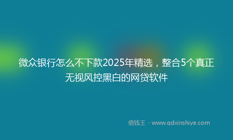 微众银行怎么不下款2025年精选，整合5个真正无视风控黑白的网贷软件