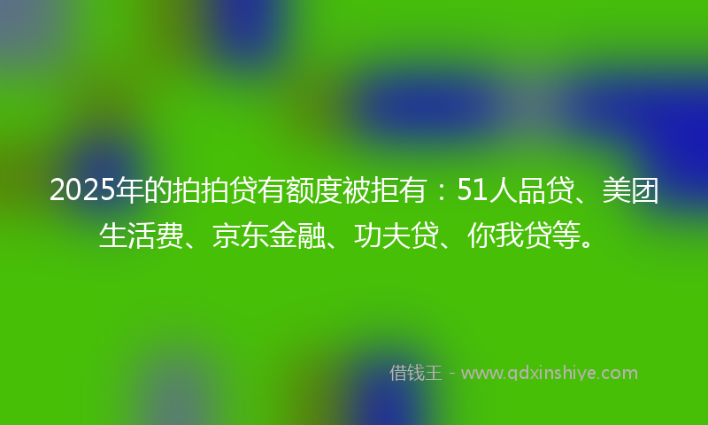 2025年的拍拍贷有额度被拒有：51人品贷、美团生活费、京东金融、功夫贷、你我贷等。