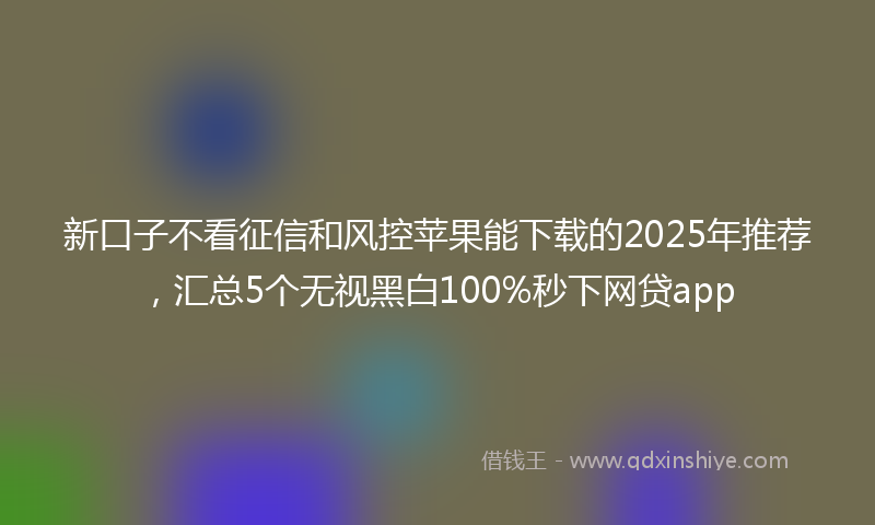 新口子不看征信和风控苹果能下载的2025年推荐，汇总5个无视黑白100%秒下网贷app