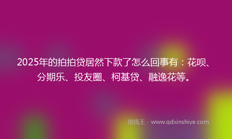2025年的拍拍贷居然下款了怎么回事有：花呗、分期乐、投友圈、柯基贷、融逸花等。