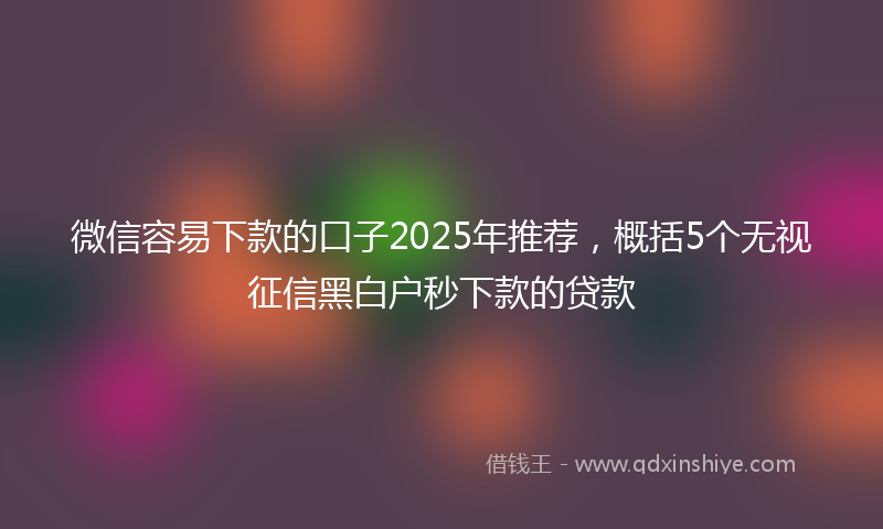 微信容易下款的口子2025年推荐，概括5个无视征信黑白户秒下款的贷款