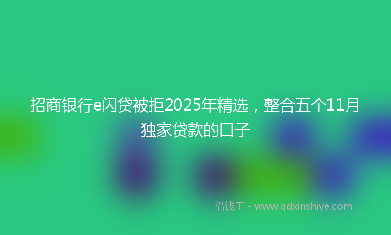 招商银行e闪贷被拒2025年精选，整合五个11月独家贷款的口子