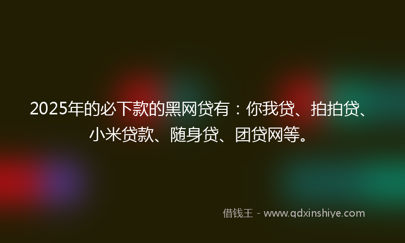 2025年的必下款的黑网贷有：你我贷、拍拍贷、小米贷款、随身贷、团贷网等。