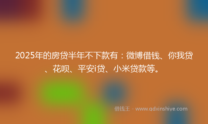 2025年的房贷半年不下款有：微博借钱、你我贷、花呗、平安i贷、小米贷款等。