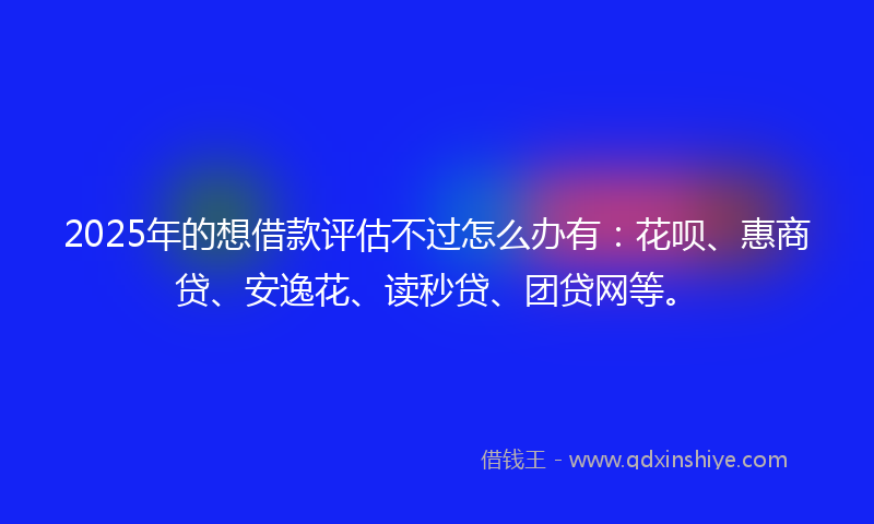 2025年的想借款评估不过怎么办有：花呗、惠商贷、安逸花、读秒贷、团贷网等。