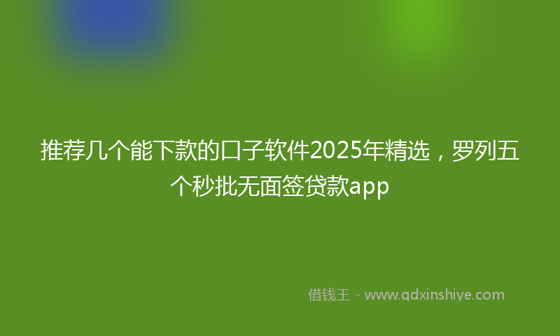 推荐几个能下款的口子软件2025年精选，罗列五个秒批无面签贷款app