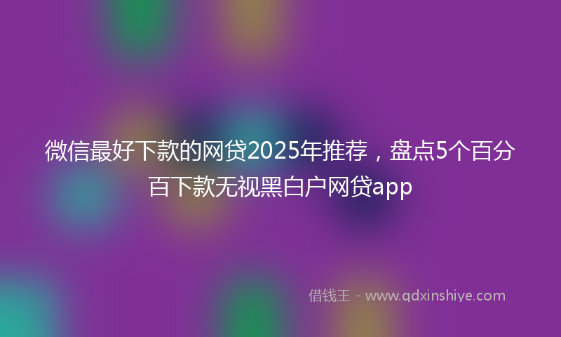 微信最好下款的网贷2025年推荐，盘点5个百分百下款无视黑白户网贷app