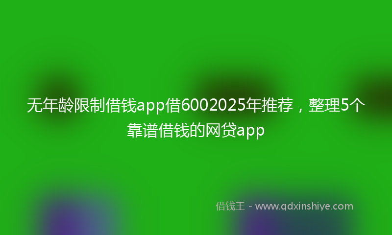无年龄限制借钱app借6002025年推荐，整理5个靠谱借钱的网贷app