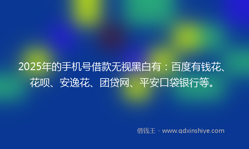 2025年的手机号借款无视黑白有：百度有钱花、花呗、安逸花、团贷网、平安口袋银行等。