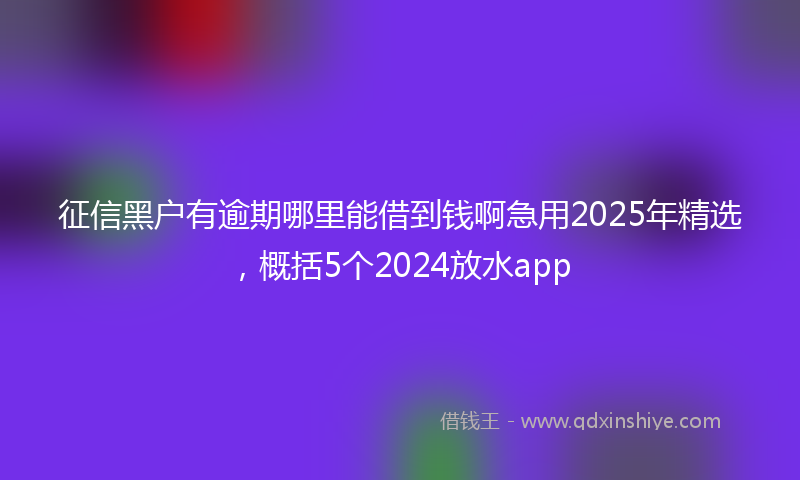 征信黑户有逾期哪里能借到钱啊急用2025年精选，概括5个2024放水app