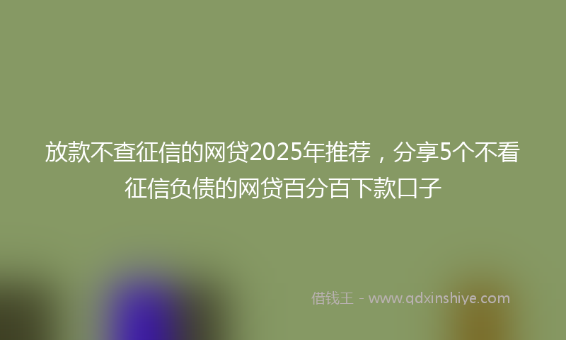 放款不查征信的网贷2025年推荐，分享5个不看征信负债的网贷百分百下款口子