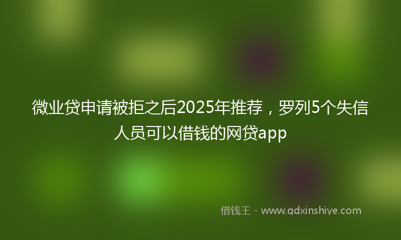 微业贷申请被拒之后2025年推荐，罗列5个失信人员可以借钱的网贷app