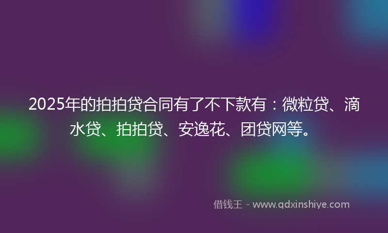2025年的拍拍贷合同有了不下款有：微粒贷、滴水贷、拍拍贷、安逸花、团贷网等。