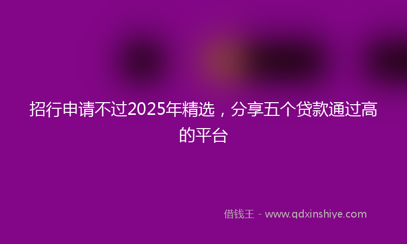招行申请不过2025年精选，分享五个贷款通过高的平台