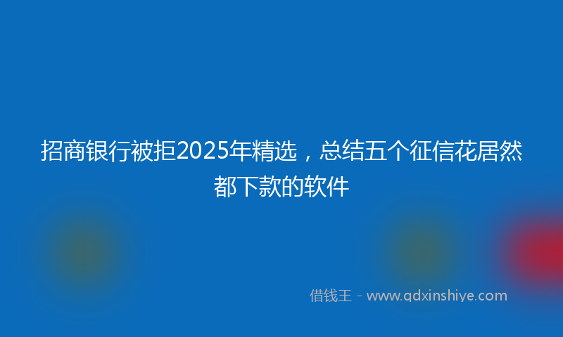招商银行被拒2025年精选，总结五个征信花居然都下款的软件
