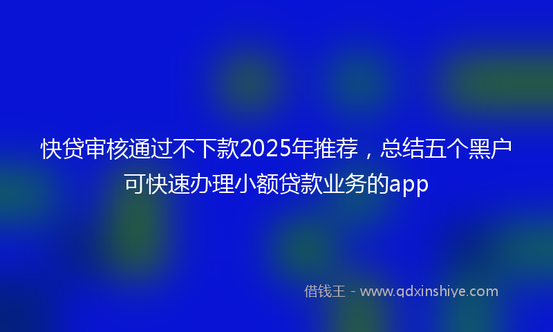 快贷审核通过不下款2025年推荐，总结五个黑户可快速办理小额贷款业务的app