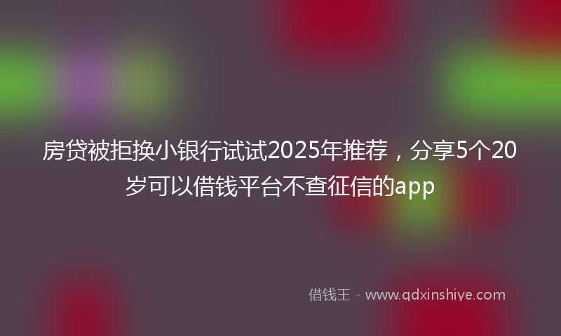 房贷被拒换小银行试试2025年推荐，分享5个20岁可以借钱平台不查征信的app