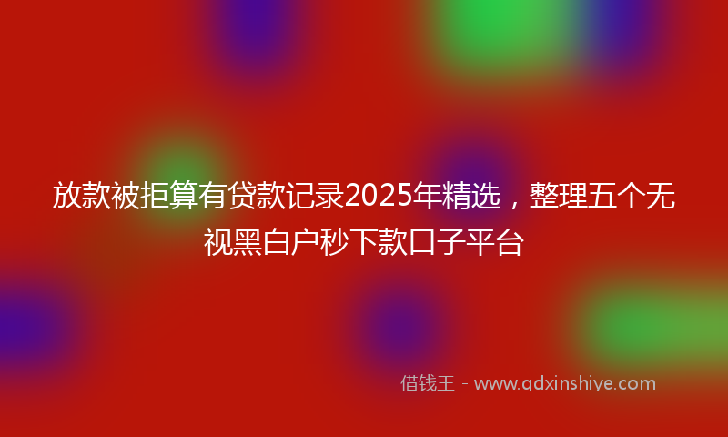放款被拒算有贷款记录2025年精选，整理五个无视黑白户秒下款口子平台