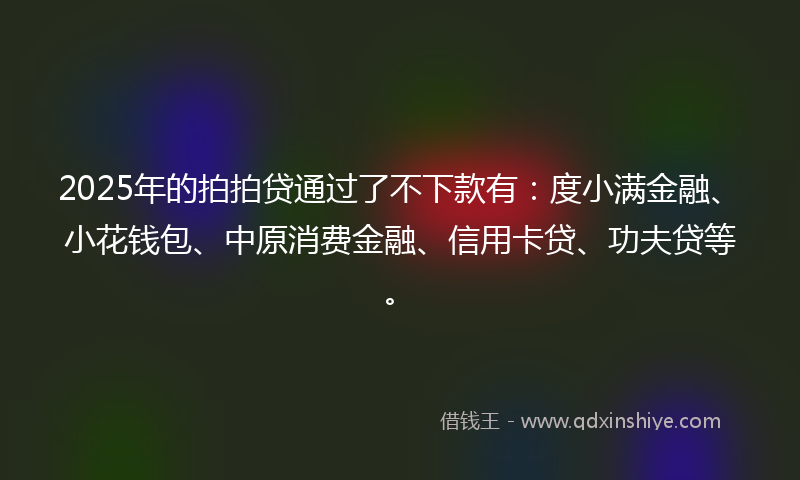 2025年的拍拍贷通过了不下款有：度小满金融、小花钱包、中原消费金融、信用卡贷、功夫贷等。