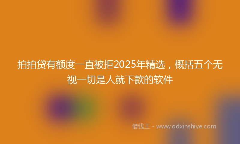 拍拍贷有额度一直被拒2025年精选，概括五个无视一切是人就下款的软件
