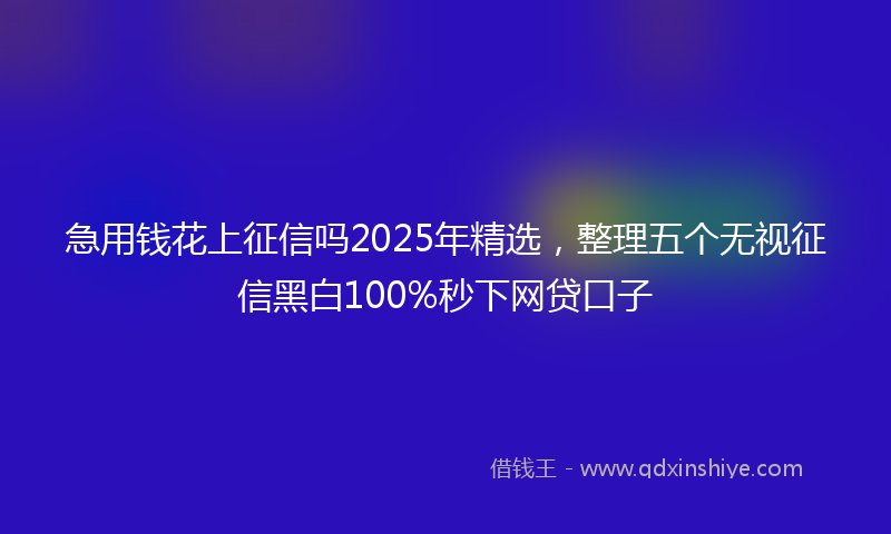 急用钱花上征信吗2025年精选，整理五个无视征信黑白100%秒下网贷口子