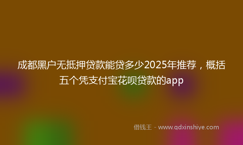 成都黑户无抵押贷款能贷多少2025年推荐，概括五个凭支付宝花呗贷款的app