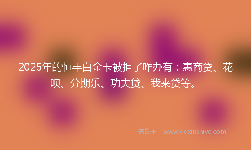 2025年的恒丰白金卡被拒了咋办有：惠商贷、花呗、分期乐、功夫贷、我来贷等。