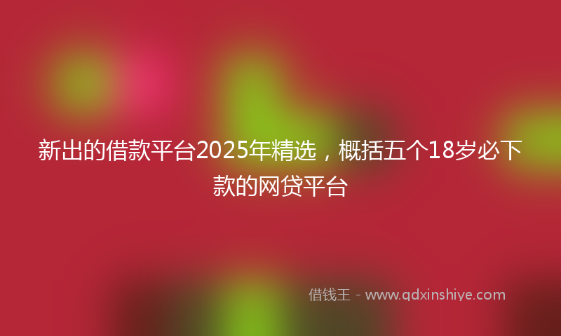 新出的借款平台2025年精选，概括五个18岁必下款的网贷平台
