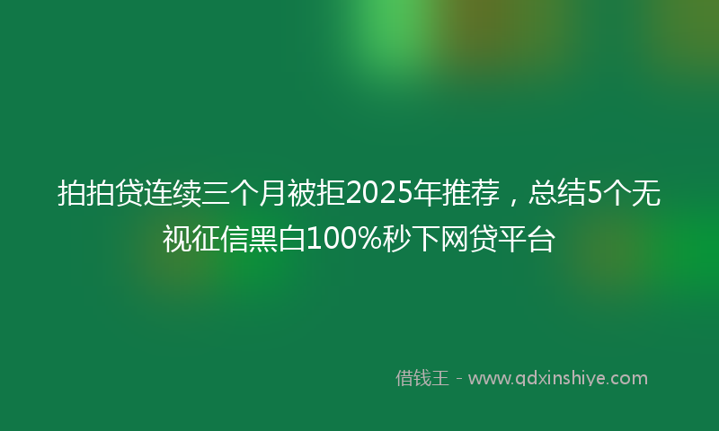 拍拍贷连续三个月被拒2025年推荐，总结5个无视征信黑白100%秒下网贷平台