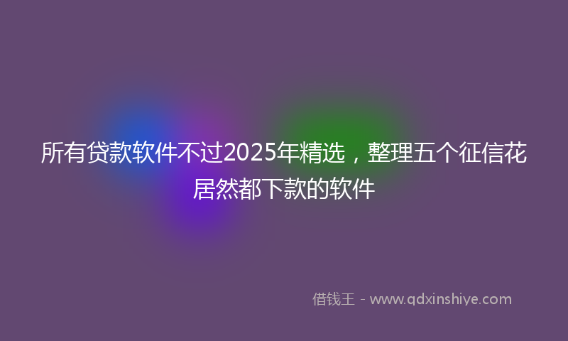所有贷款软件不过2025年精选，整理五个征信花居然都下款的软件