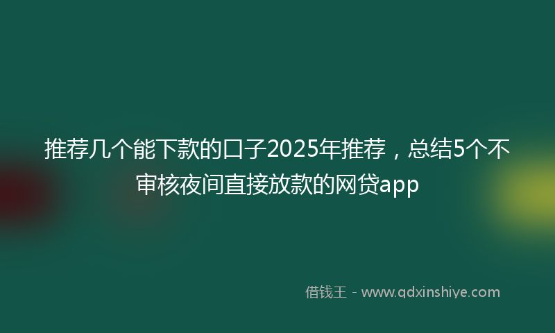 推荐几个能下款的口子2025年推荐，总结5个不审核夜间直接放款的网贷app