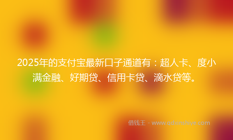 2025年的支付宝最新口子通道有：超人卡、度小满金融、好期贷、信用卡贷、滴水贷等。