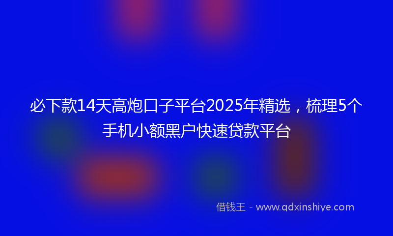 必下款14天高炮口子平台2025年精选，梳理5个手机小额黑户快速贷款平台