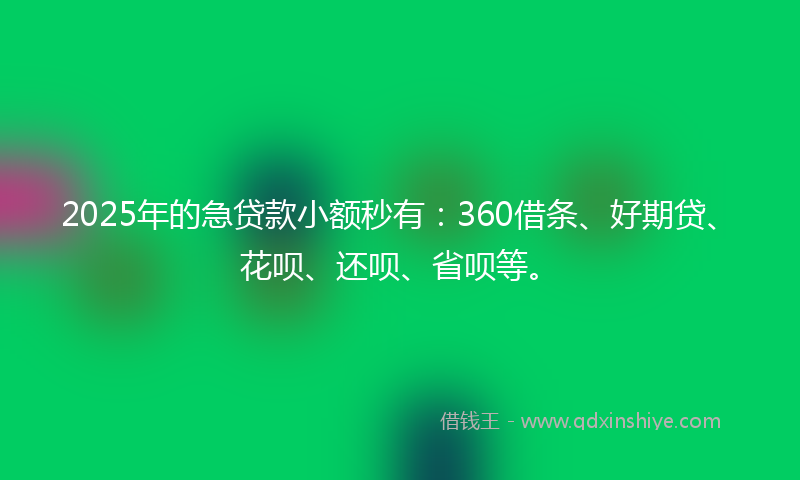 2025年的急贷款小额秒有：360借条、好期贷、花呗、还呗、省呗等。