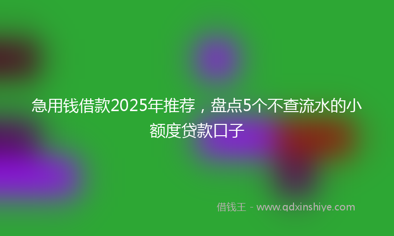 急用钱借款2025年推荐，盘点5个不查流水的小额度贷款口子