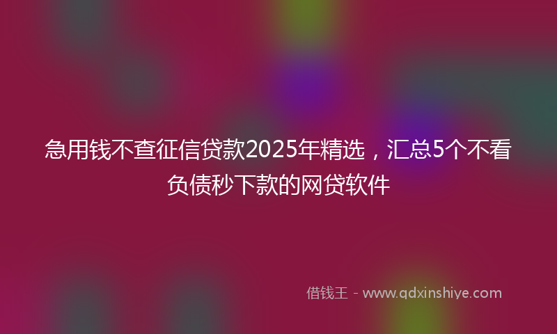 急用钱不查征信贷款2025年精选，汇总5个不看负债秒下款的网贷软件