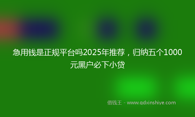 急用钱是正规平台吗2025年推荐，归纳五个1000元黑户必下小贷