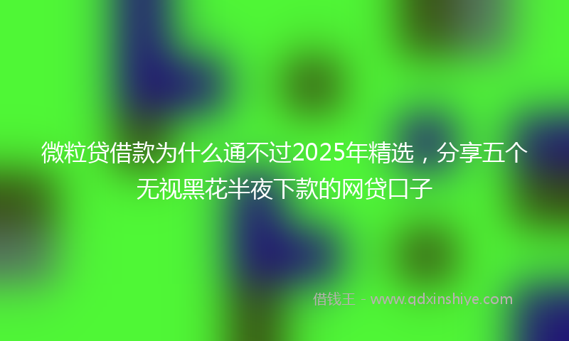 微粒贷借款为什么通不过2025年精选，分享五个无视黑花半夜下款的网贷口子