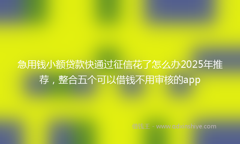 急用钱小额贷款快通过征信花了怎么办2025年推荐，整合五个可以借钱不用审核的app