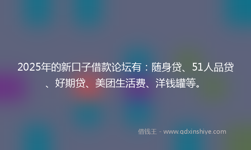 2025年的新口子借款论坛有：随身贷、51人品贷、好期贷、美团生活费、洋钱罐等。