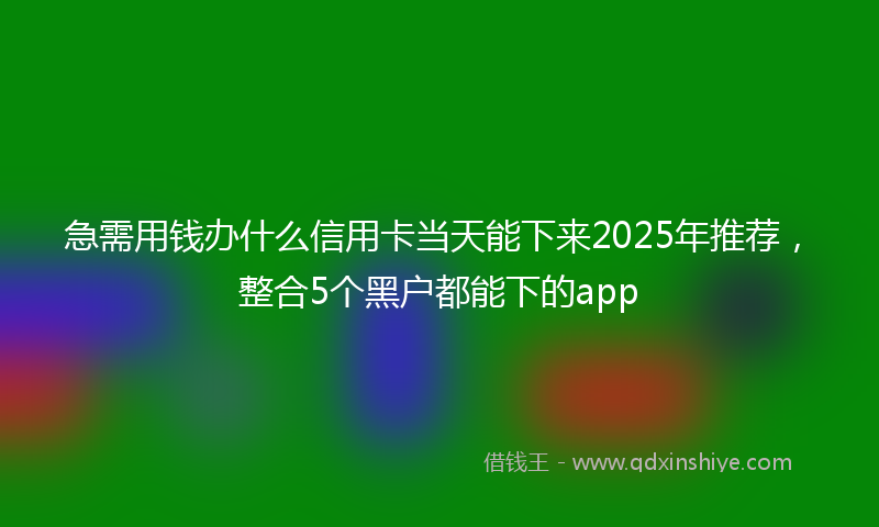 急需用钱办什么信用卡当天能下来2025年推荐，整合5个黑户都能下的app