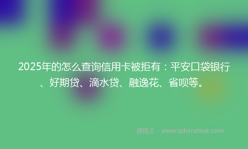2025年的怎么查询信用卡被拒有：平安口袋银行、好期贷、滴水贷、融逸花、省呗等。