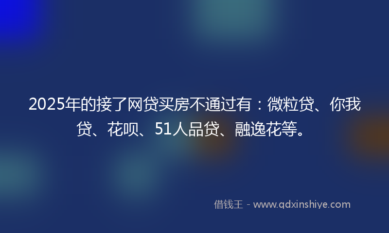 2025年的接了网贷买房不通过有：微粒贷、你我贷、花呗、51人品贷、融逸花等。