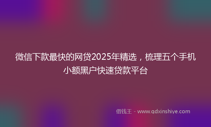 微信下款最快的网贷2025年精选，梳理五个手机小额黑户快速贷款平台
