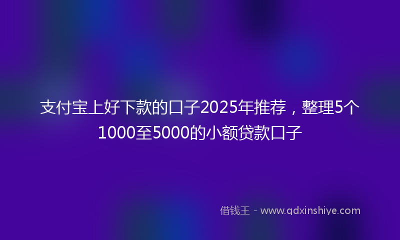 支付宝上好下款的口子2025年推荐，整理5个1000至5000的小额贷款口子