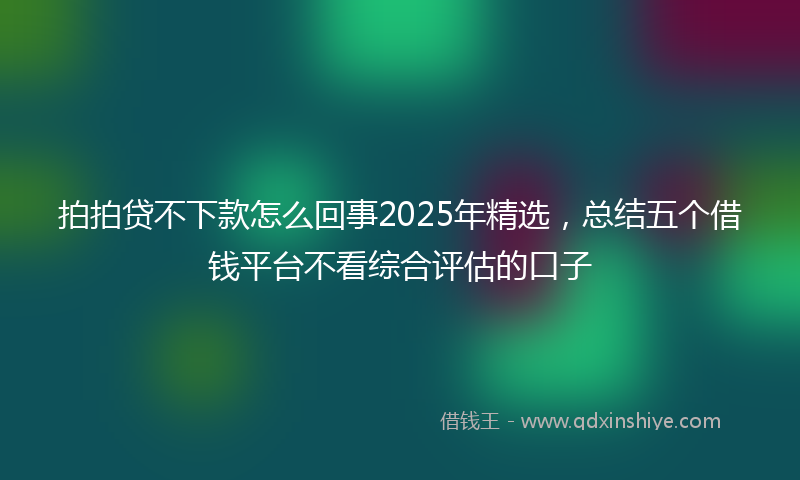 拍拍贷不下款怎么回事2025年精选，总结五个借钱平台不看综合评估的口子