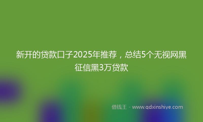 新开的贷款口子2025年推荐，总结5个无视网黑征信黑3万贷款