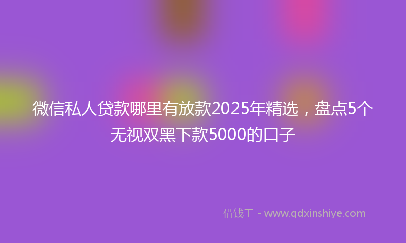 微信私人贷款哪里有放款2025年精选，盘点5个无视双黑下款5000的口子