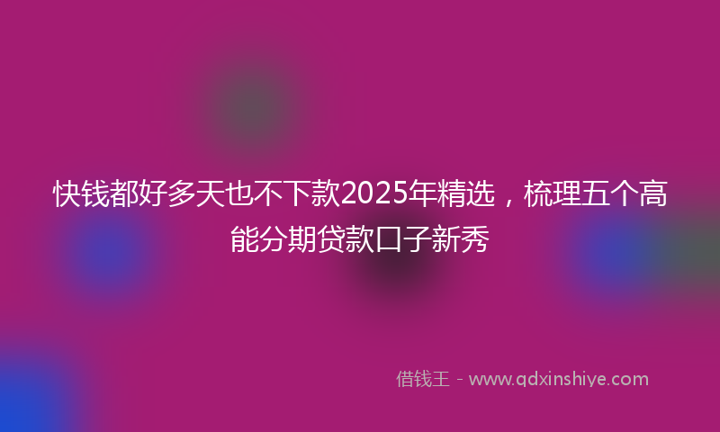 快钱都好多天也不下款2025年精选，梳理五个高能分期贷款口子新秀
