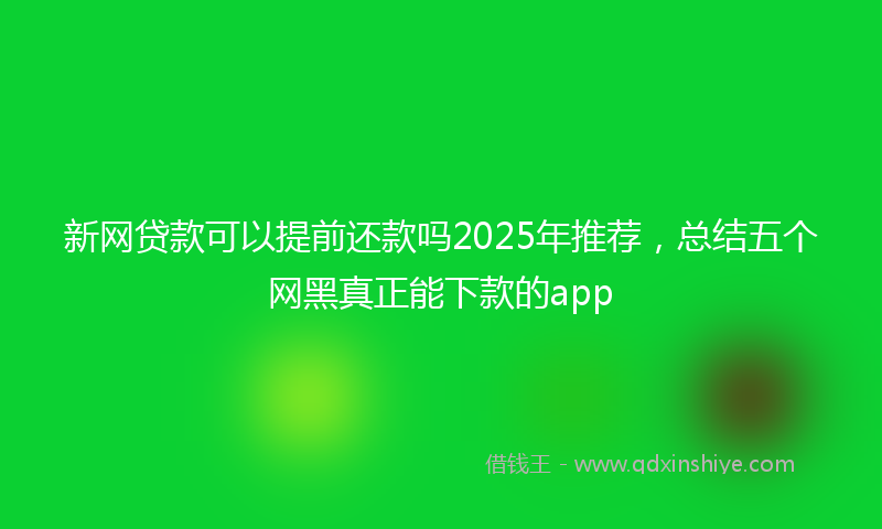 新网贷款可以提前还款吗2025年推荐，总结五个网黑真正能下款的app